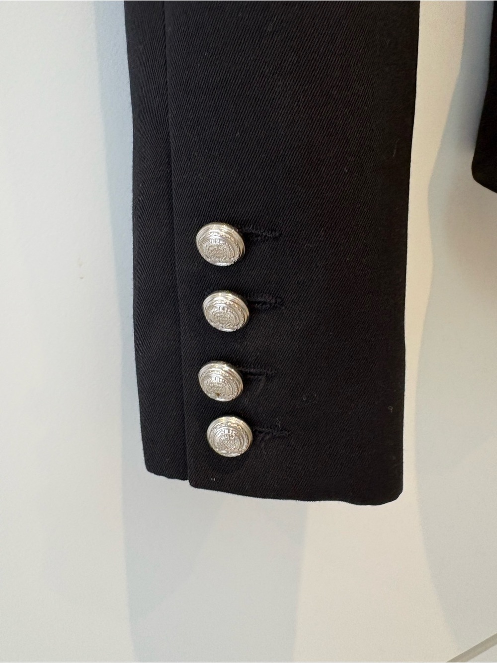 BALMAIN Paris Black Wool Tuxedo Blazer Size 40 Power Shoulder Made France - Picture 9 of 11